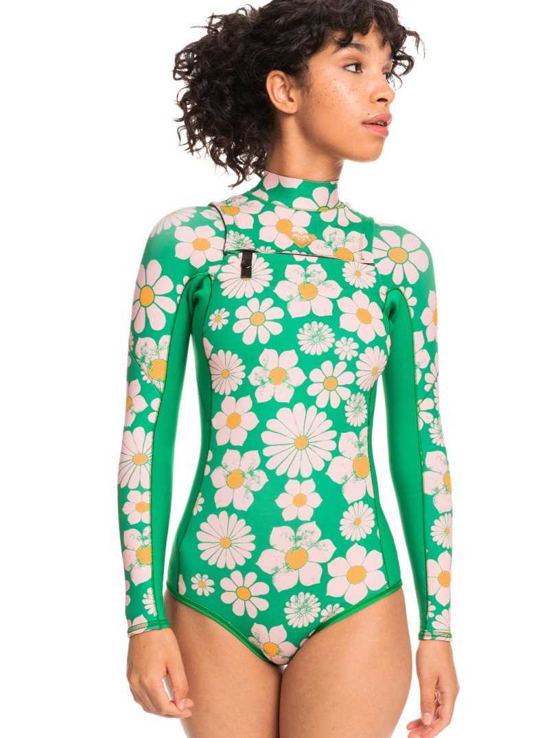 Roxy 1.5mm POP SURF Cheeky Long Sleeve Springsuit Jellybean New Pop Big | QLWNR-6728