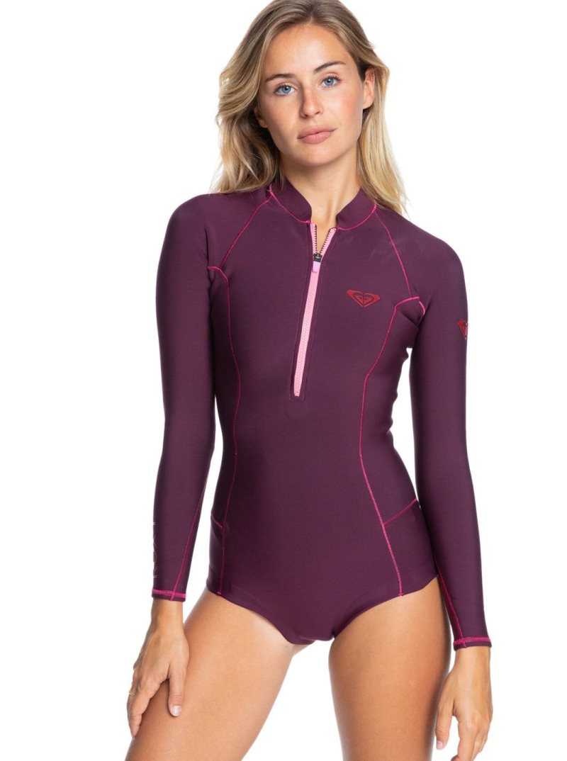 Roxy 1mm Performance Cheeky Long Sleeve Springsuit Red Plum/Red | PAOBY-9258