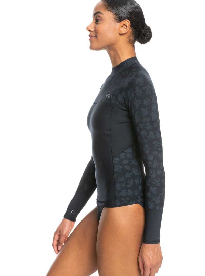 Roxy 1mm Swell Series Long Sleeve Wetsuit Top Black | YFUBM-8546