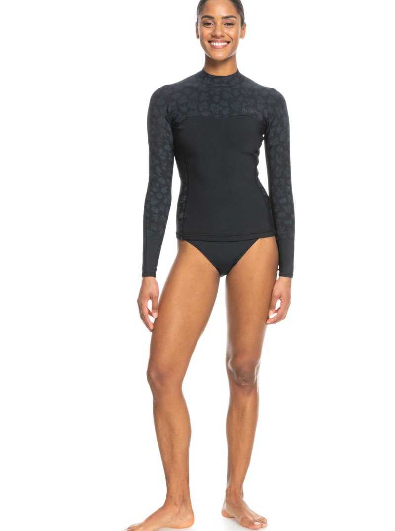 Roxy 1mm Swell Series Long Sleeve Wetsuit Top Black | YFUBM-8546