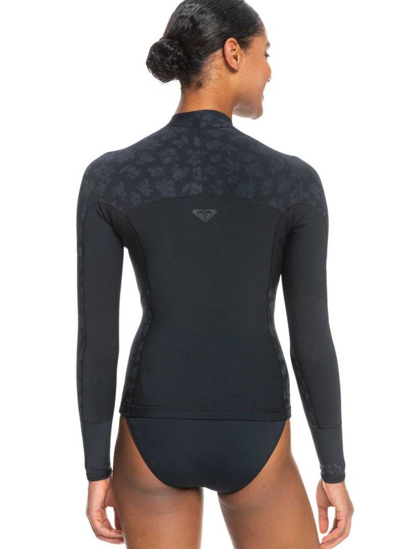 Roxy 1mm Swell Series Long Sleeve Wetsuit Top Black | YFUBM-8546