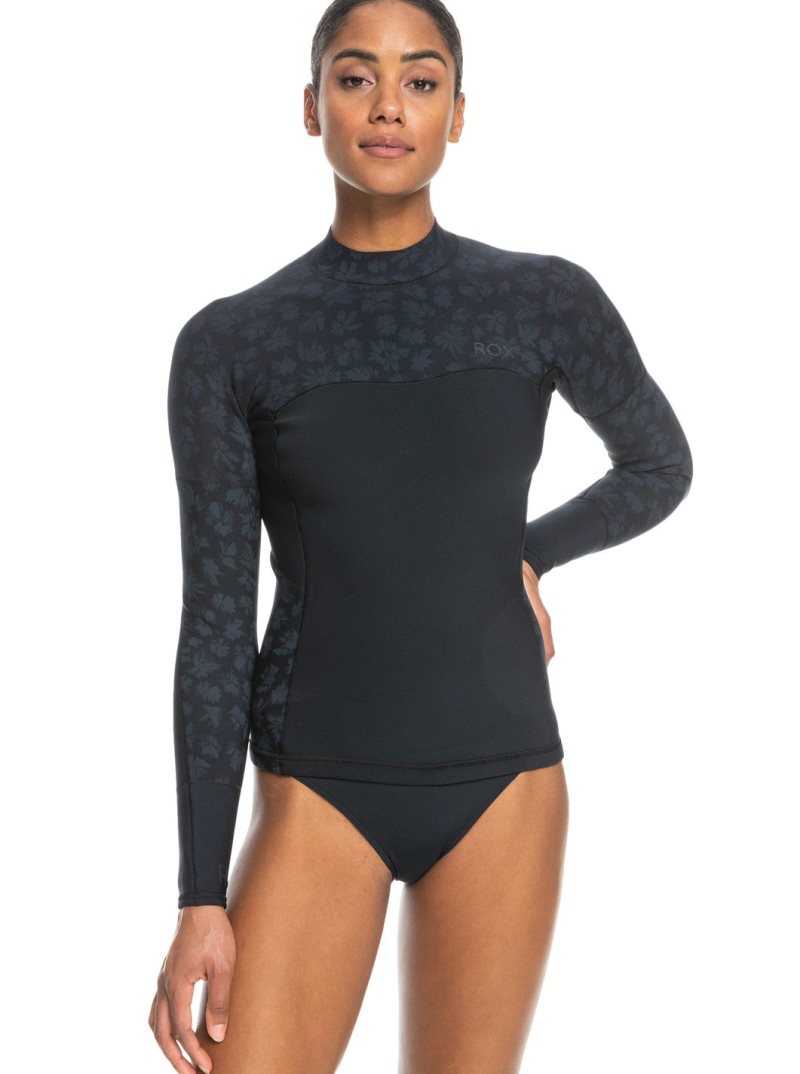 Roxy 1mm Swell Series Long Sleeve Wetsuit Top Black | YFUBM-8546