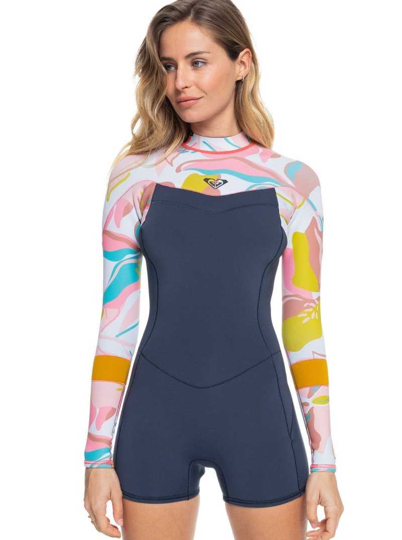 Roxy 2/2mm Syncro L/SL Springsuit Jet Gry/Coral Flme/Temple Gold | OYEMC-2960