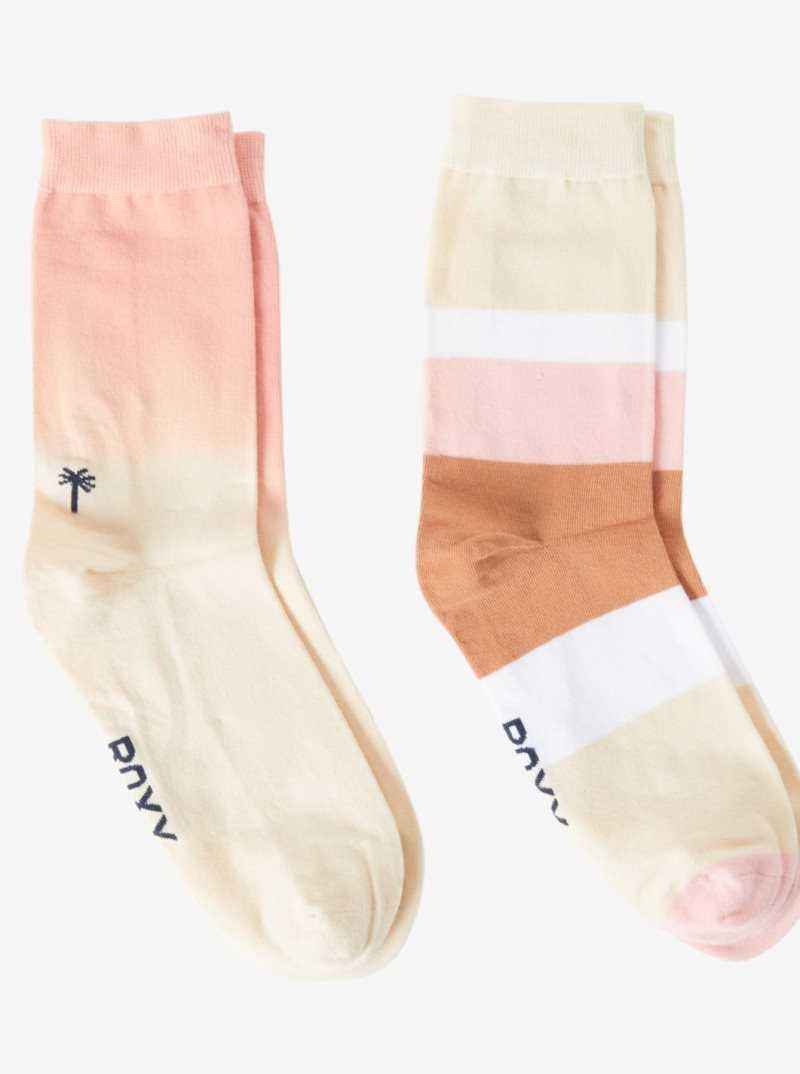 Roxy 2-Pack Crew Socks Blush | CJPZI-2813