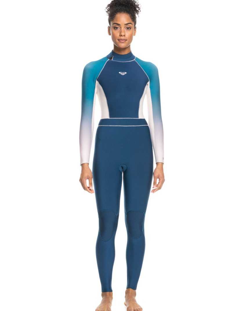 Roxy 3/2mm Rise Back Zip Wetsuit Iodine Blue | JXGSQ-5647