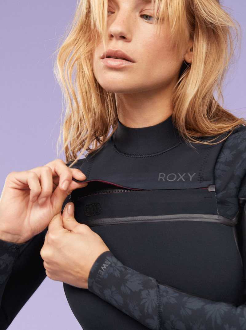 Roxy 3/2mm Swell Series Chest Zip Wetsuit Black | XIKNS-1892