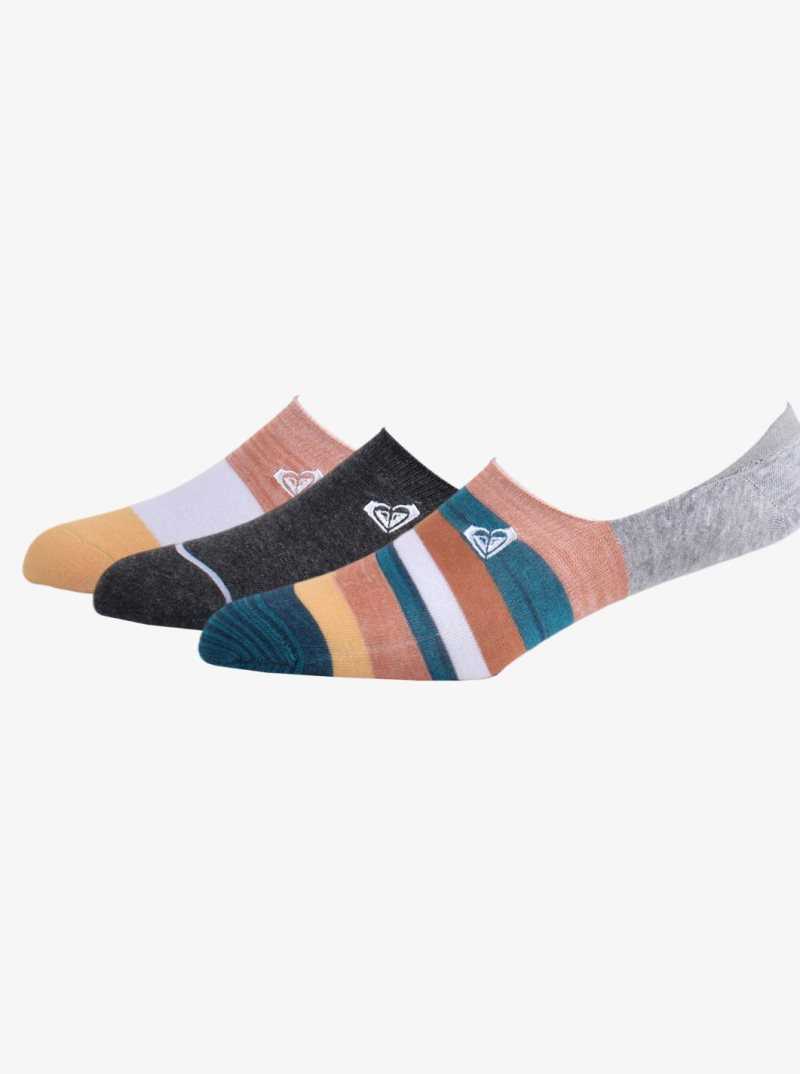 Roxy 3 Pack No-Show Liner Socks Light Grey Heather | OBXVJ-2341