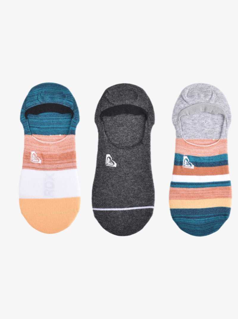 Roxy 3 Pack No-Show Liner Socks Light Grey Heather | YRKGD-3651