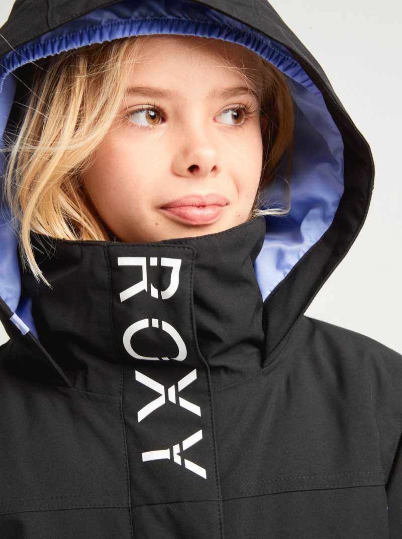 Roxy 4-16 Galaxy Insulated Snow Jacket True Black Black Flowers | MKOVL-1278