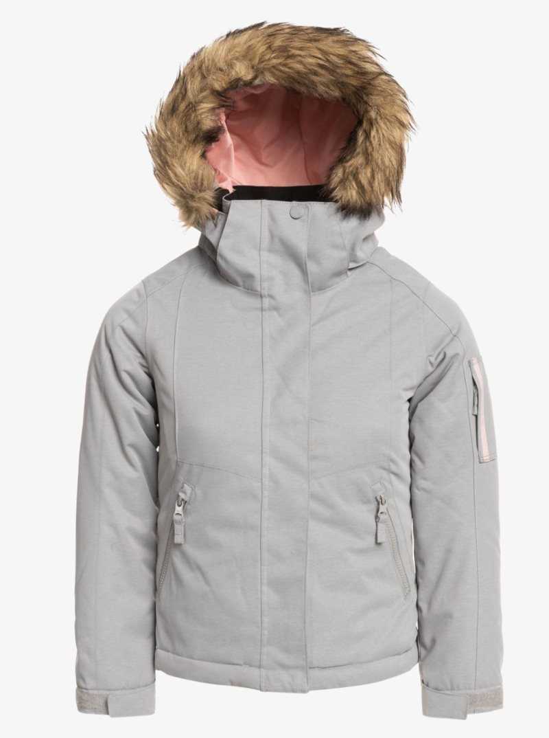 Roxy 4-16 Meade Insulated Snow Jacket Heather Grey | CPGVO-4208