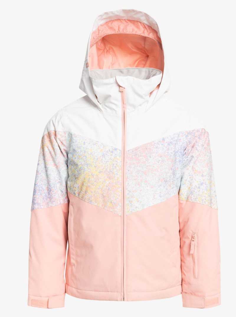 Roxy 4-16 Whist Insulated Snow Jacket Bright White Splash | VHKMW-8310