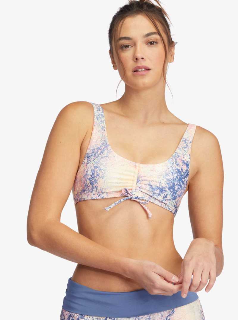 Roxy Active Athletic Bralette Bikini Top Bright White Concrete Jungle | BHWKS-4836