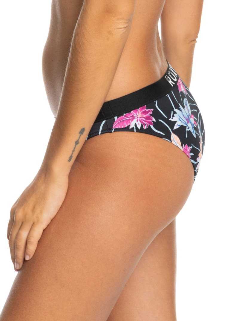 Roxy Active Bikini Bottoms Anthracite Floral Flow | BHAIQ-1537