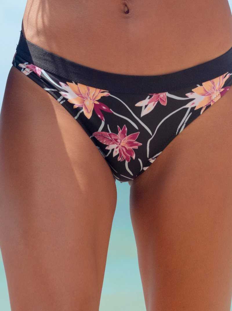 Roxy Active Bikini Bottoms Anthracite Floral Flow | BHAIQ-1537