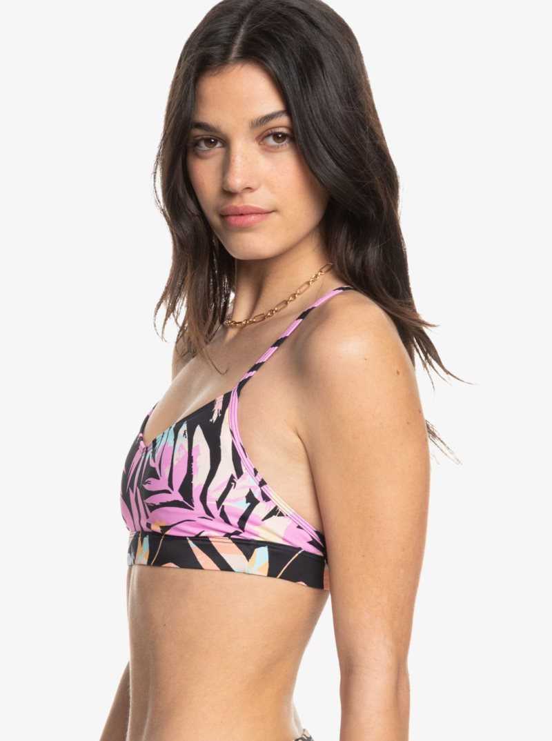 Roxy Active Bralette Bikini Top Anthracite Zebra Jungle | KXUHJ-5412