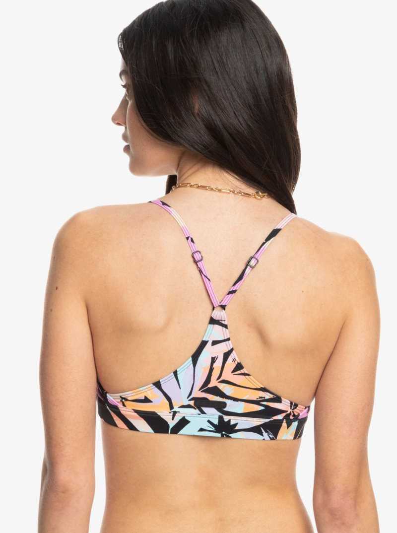 Roxy Active Bralette Bikini Top Anthracite Zebra Jungle | KXUHJ-5412