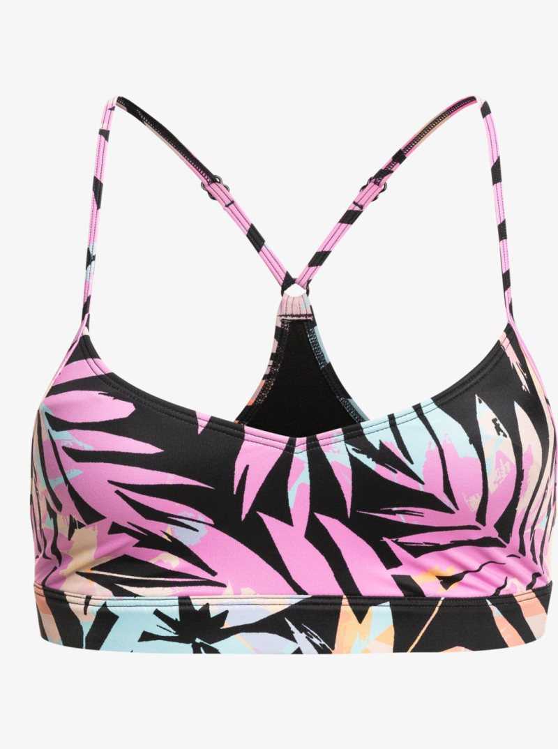 Roxy Active Bralette Bikini Top Anthracite Zebra Jungle | KXUHJ-5412