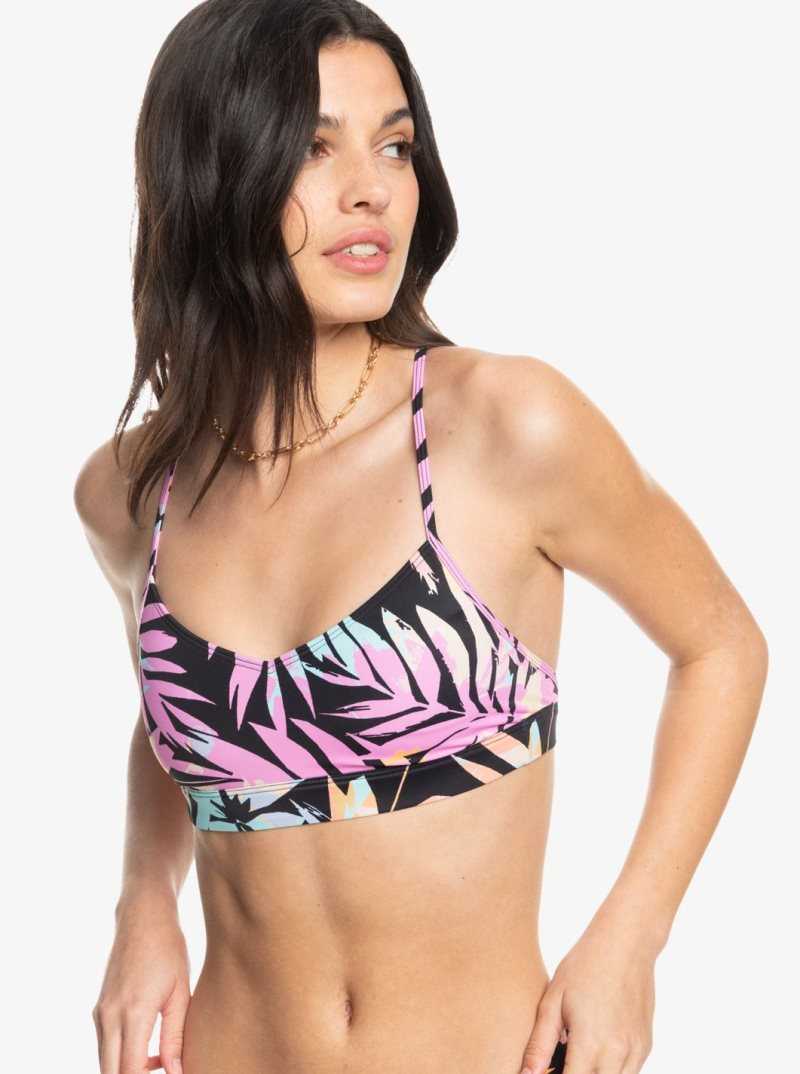 Roxy Active Bralette Bikini Top Anthracite Zebra Jungle | KXUHJ-5412