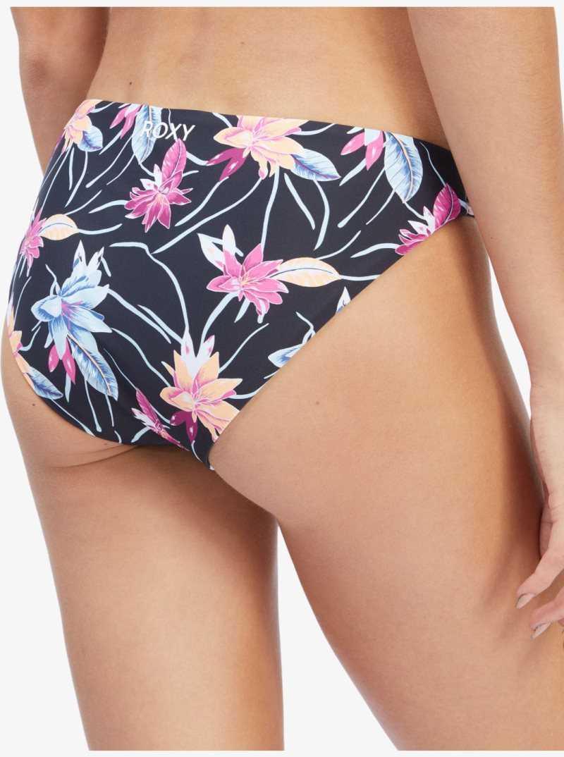 Roxy Active Full Bikini Bottoms Anthracite Floral Flow | HAYDW-0795