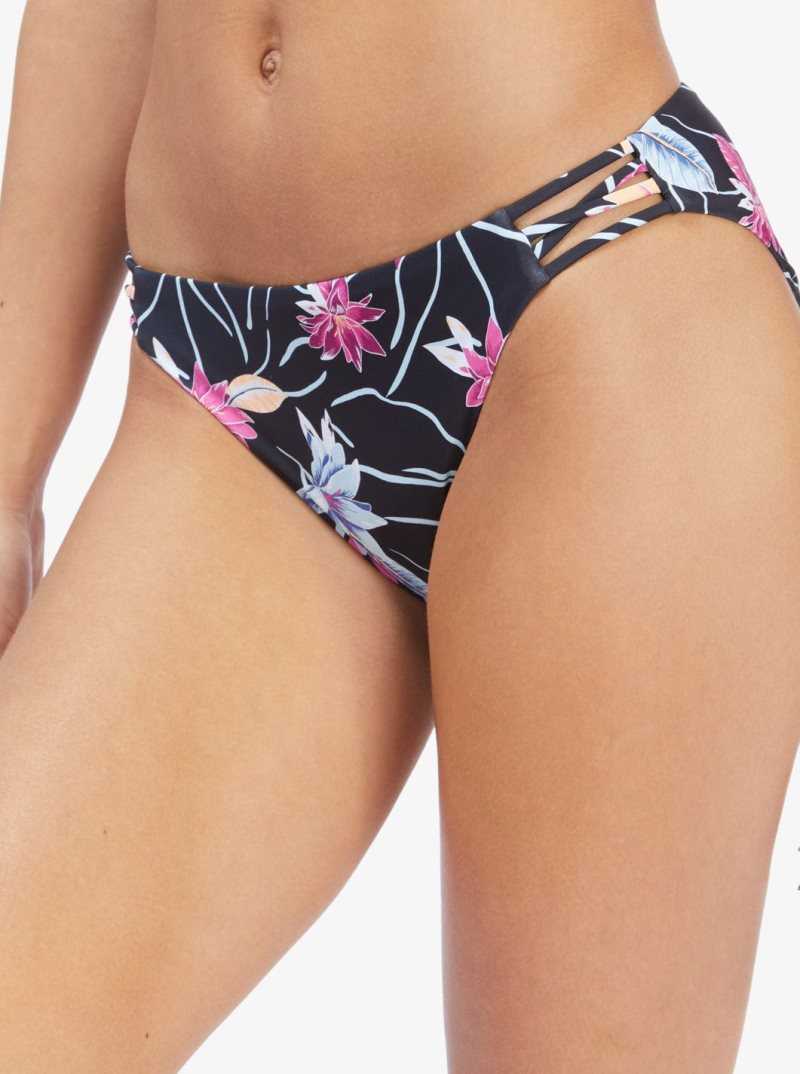 Roxy Active Full Bikini Bottoms Anthracite Floral Flow | HAYDW-0795