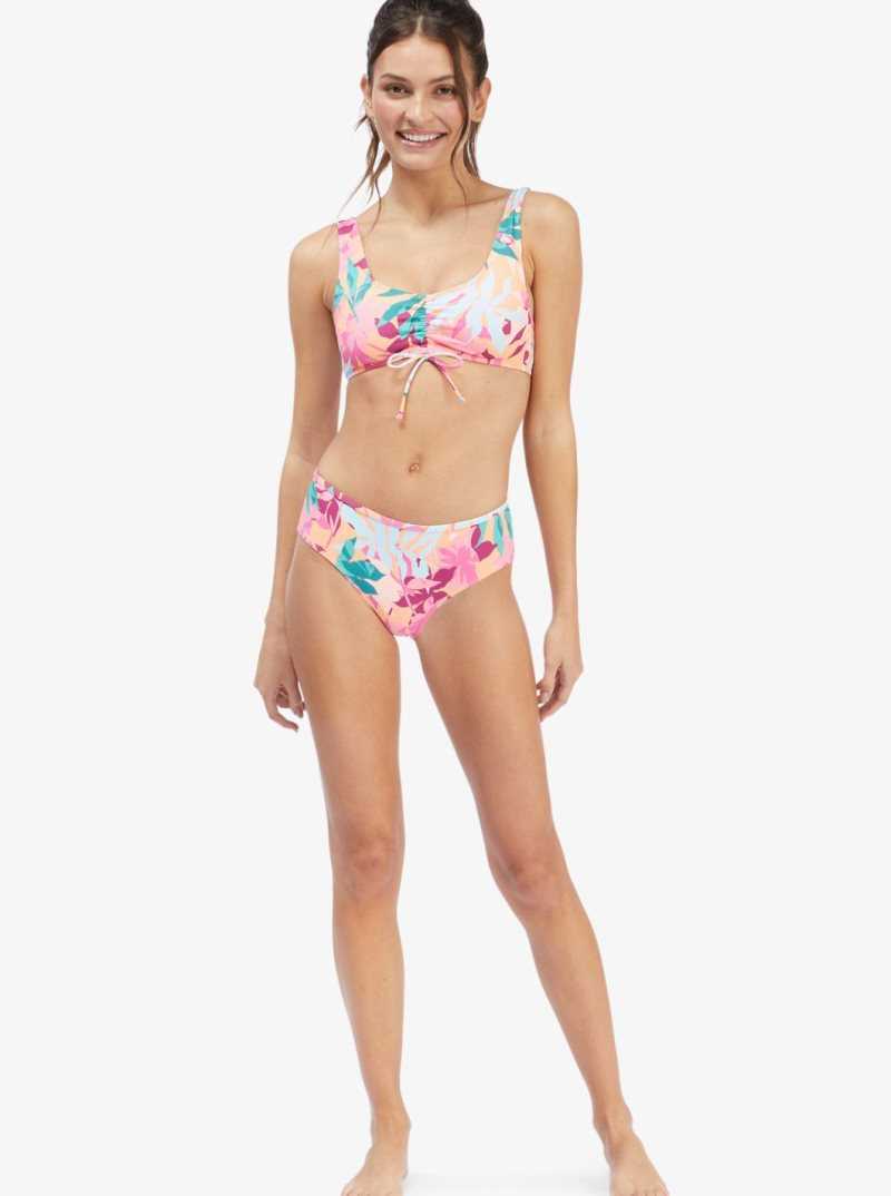 Roxy Active Hipster Bikini Bottoms Cantaloupe Tropi Palm | GYJQF-9270