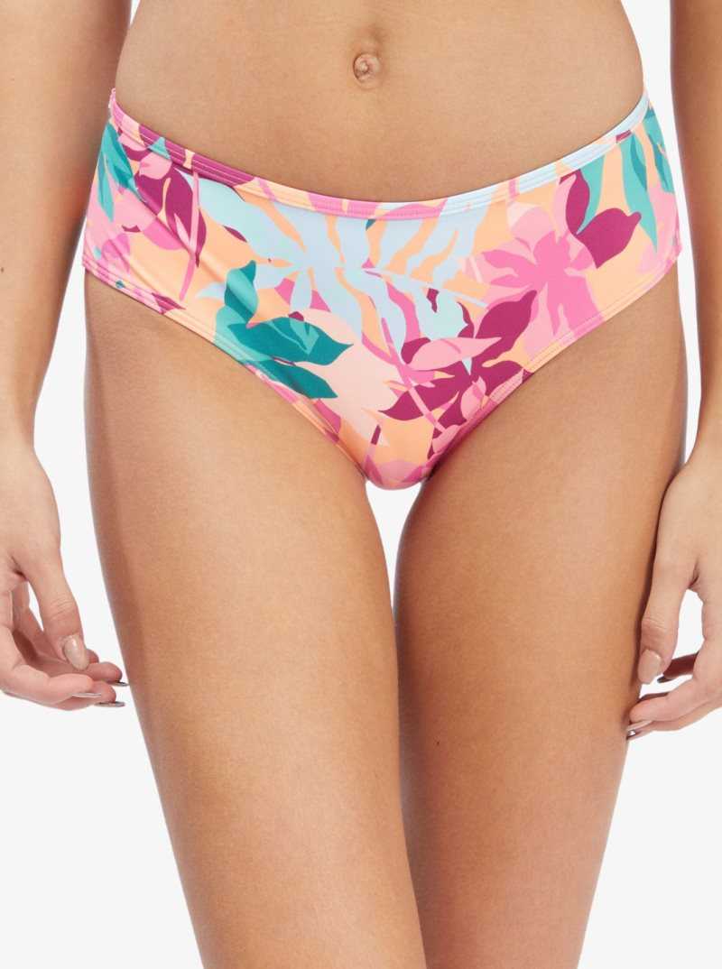 Roxy Active Hipster Bikini Bottoms Cantaloupe Tropi Palm | GYJQF-9270