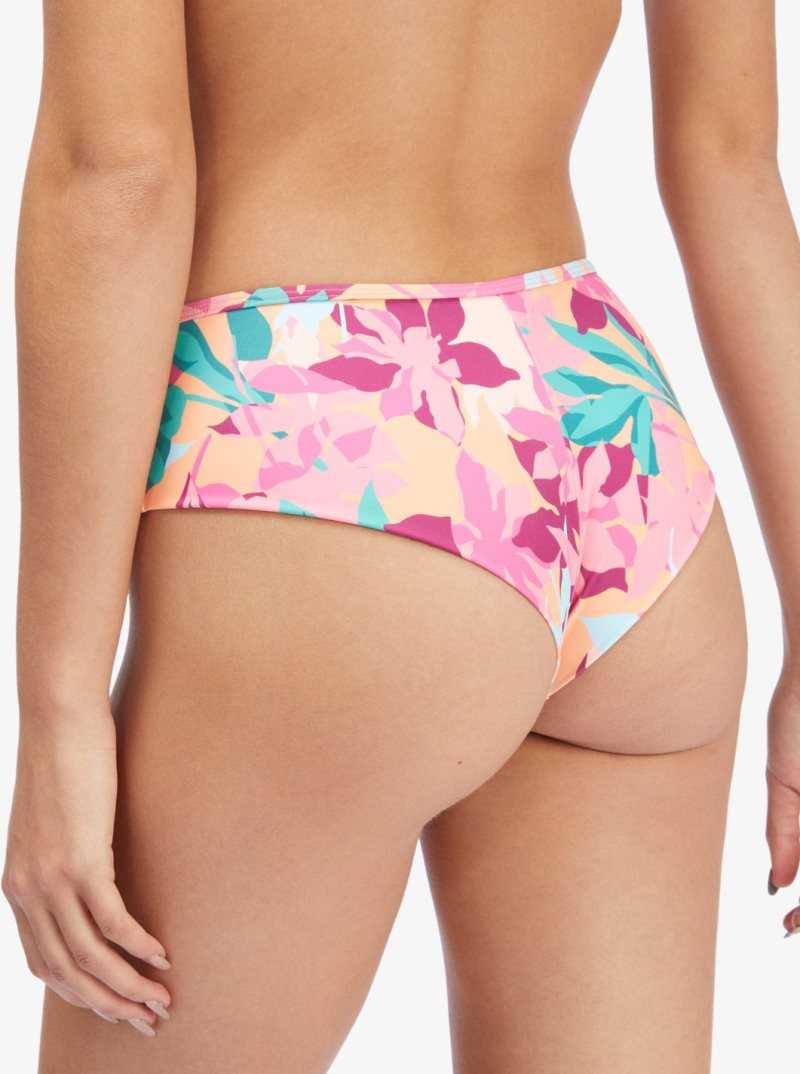 Roxy Active Hipster Bikini Bottoms Cantaloupe Tropi Palm | TKQFW-8497