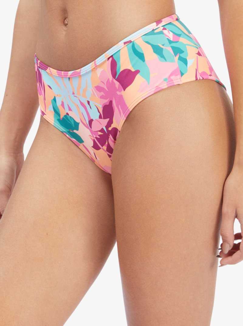 Roxy Active Hipster Bikini Bottoms Cantaloupe Tropi Palm | TKQFW-8497