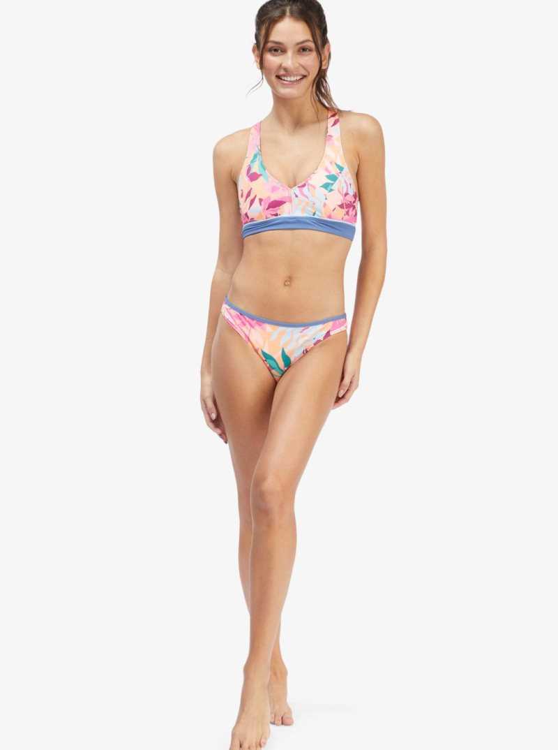 Roxy Active Regular Coverage Bikini Bottoms Cantaloupe Tropi Palm | HGJBI-5329