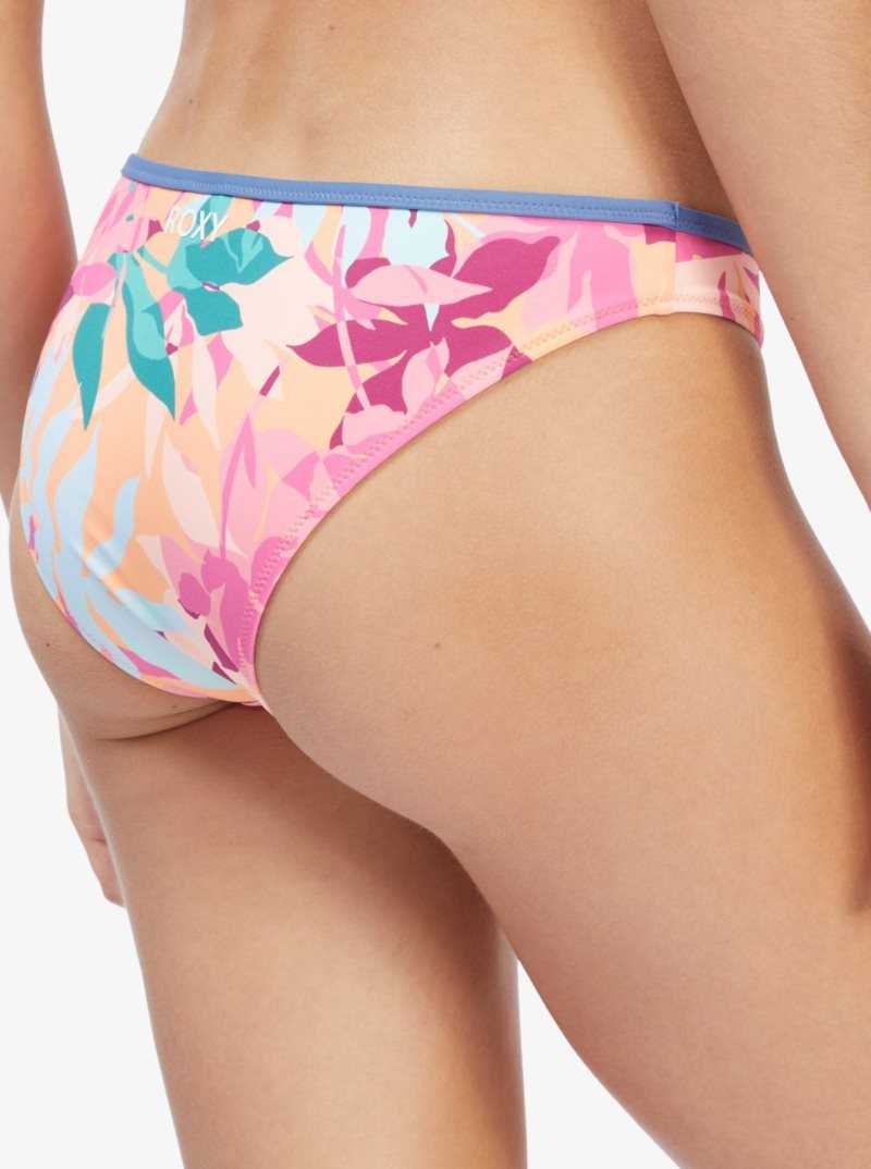 Roxy Active Regular Coverage Bikini Bottoms Cantaloupe Tropi Palm | HGJBI-5329