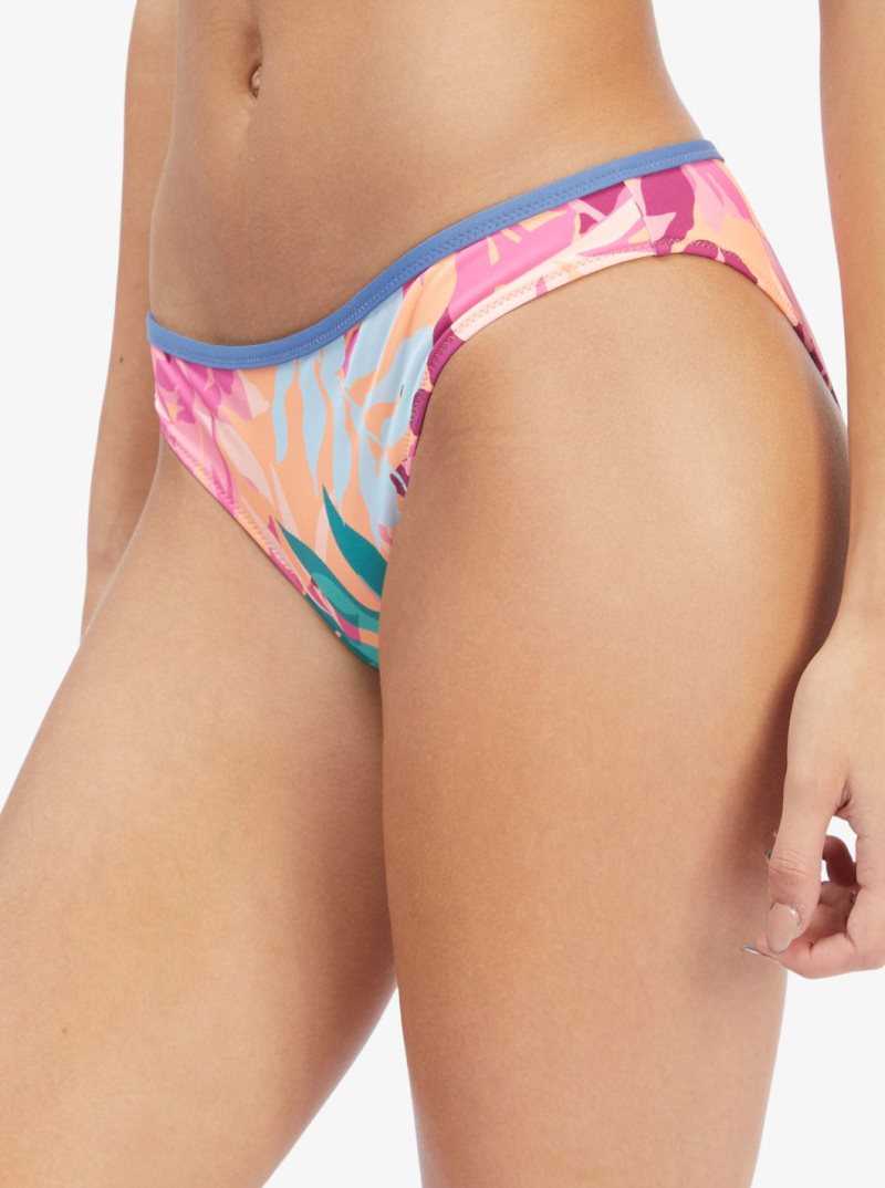 Roxy Active Regular Coverage Bikini Bottoms Cantaloupe Tropi Palm | HGJBI-5329