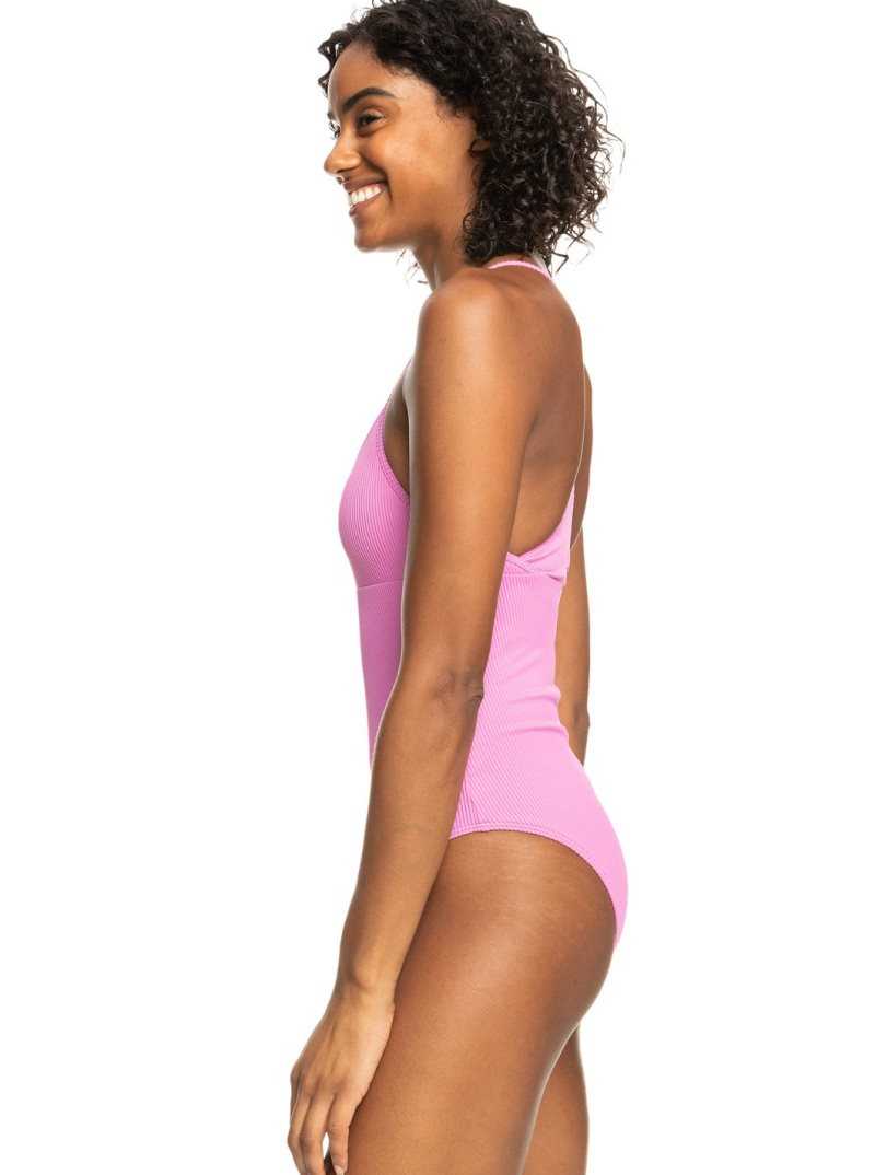 Roxy Active Rib One Piece Swimsuit Cyclamen | VBQAS-9587