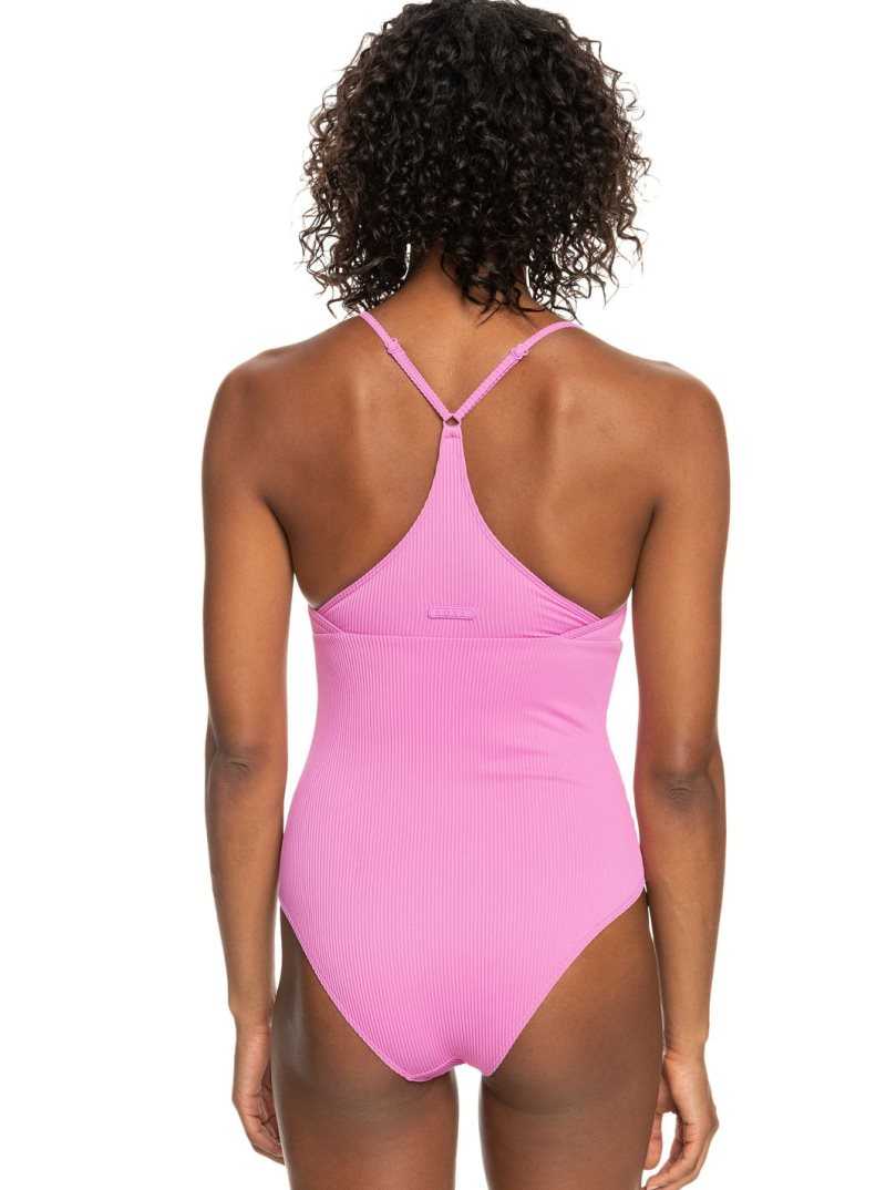 Roxy Active Rib One Piece Swimsuit Cyclamen | VBQAS-9587