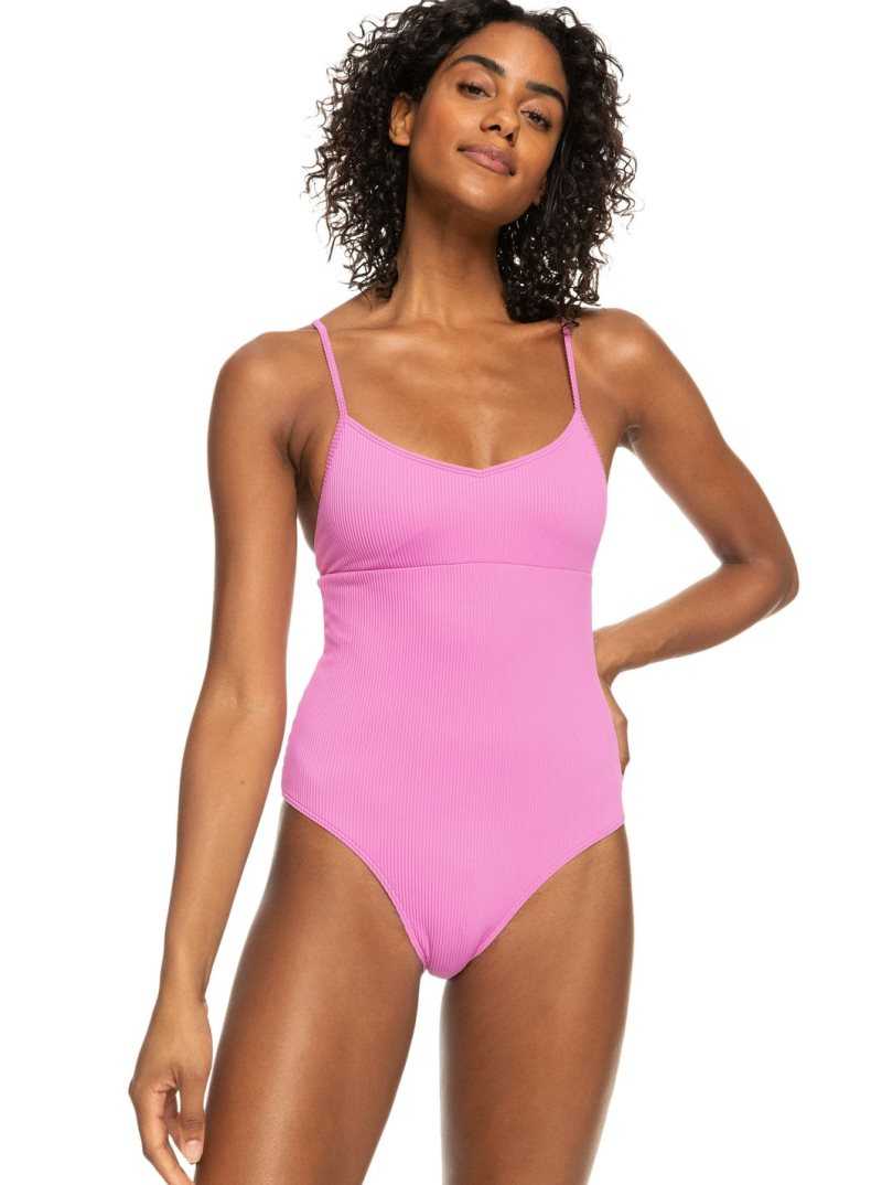 Roxy Active Rib One Piece Swimsuit Cyclamen | VBQAS-9587