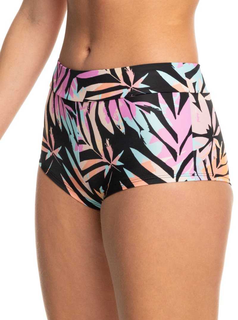 Roxy Active Shorty Bikini Bottoms Anthracite Zebra Jungle | BUDPX-3417