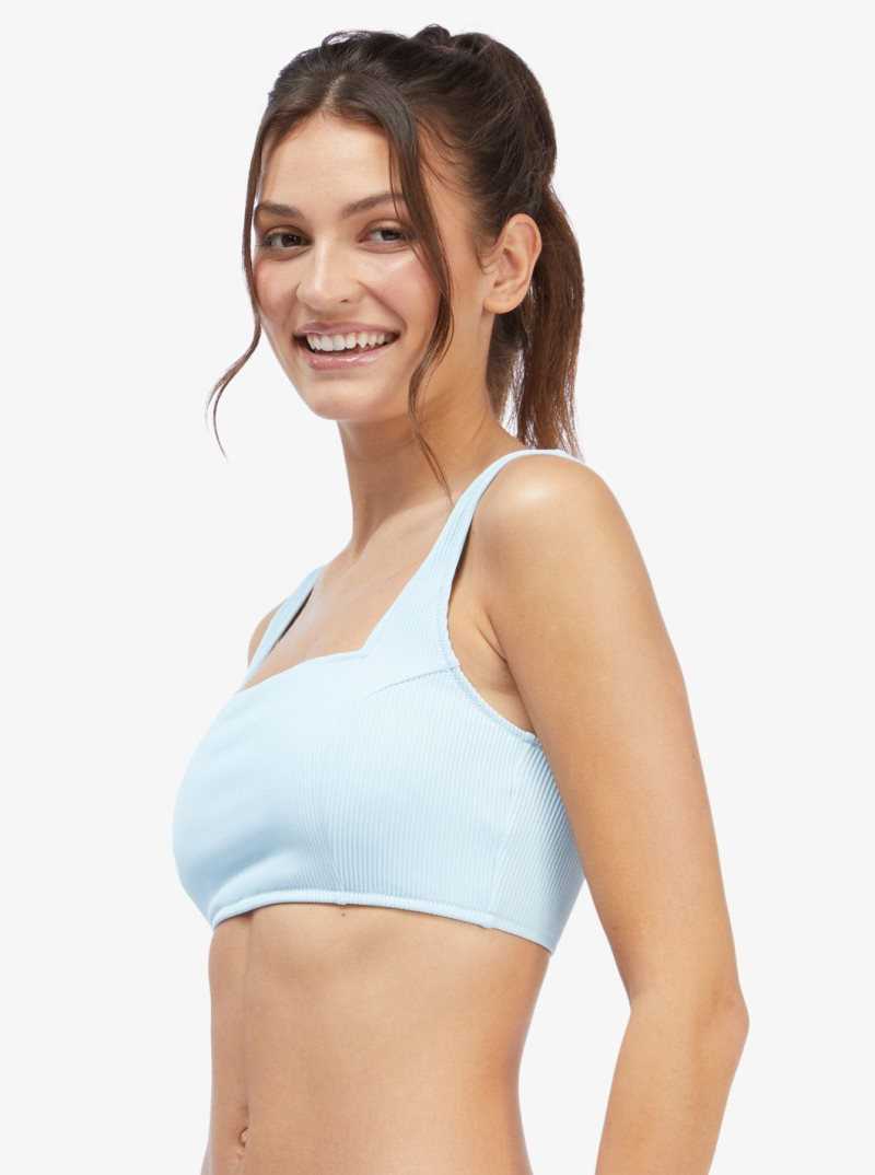 Roxy Active Tankini Sports Bra Bikini Top Cool Blue | CUWSK-0276