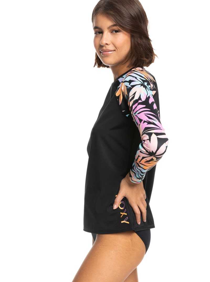 Roxy Active Top Active UPF 50 Long Sleeve Rashguard Anthracite Zebra Jungle | BQHLP-7138