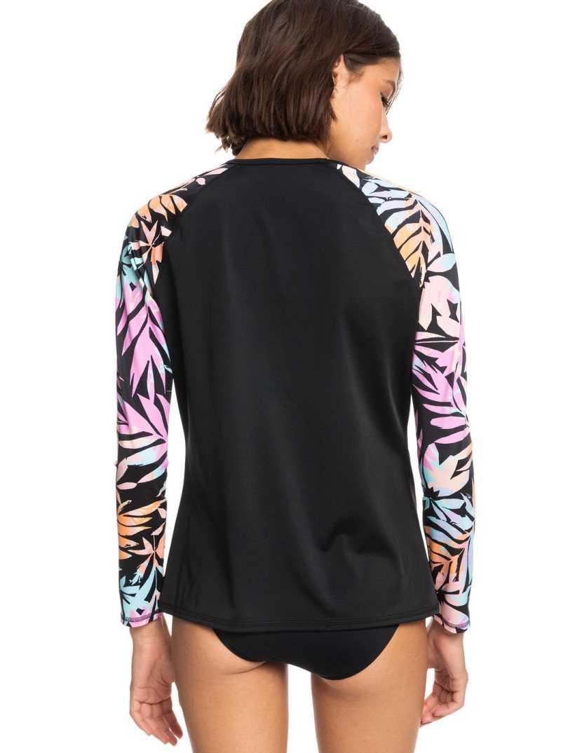 Roxy Active Top Active UPF 50 Long Sleeve Rashguard Anthracite Zebra Jungle | BQHLP-7138