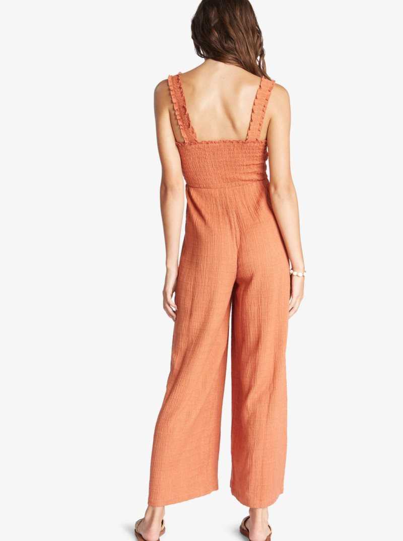 Roxy Adventure Bound Woven Tank Jumpsuit Baked Clay | TJNLA-9072