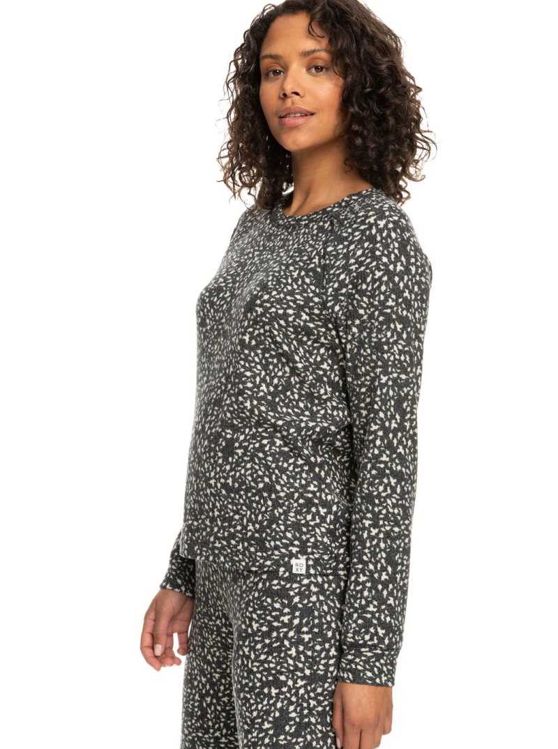 Roxy Anchors Away Printed Rib Long Sleeve Top Tapioca Animalia Dots | JSYBQ-6582