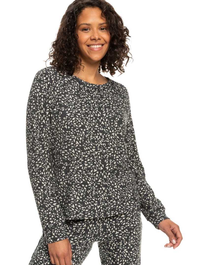 Roxy Anchors Away Printed Rib Long Sleeve Top Tapioca Animalia Dots | JSYBQ-6582