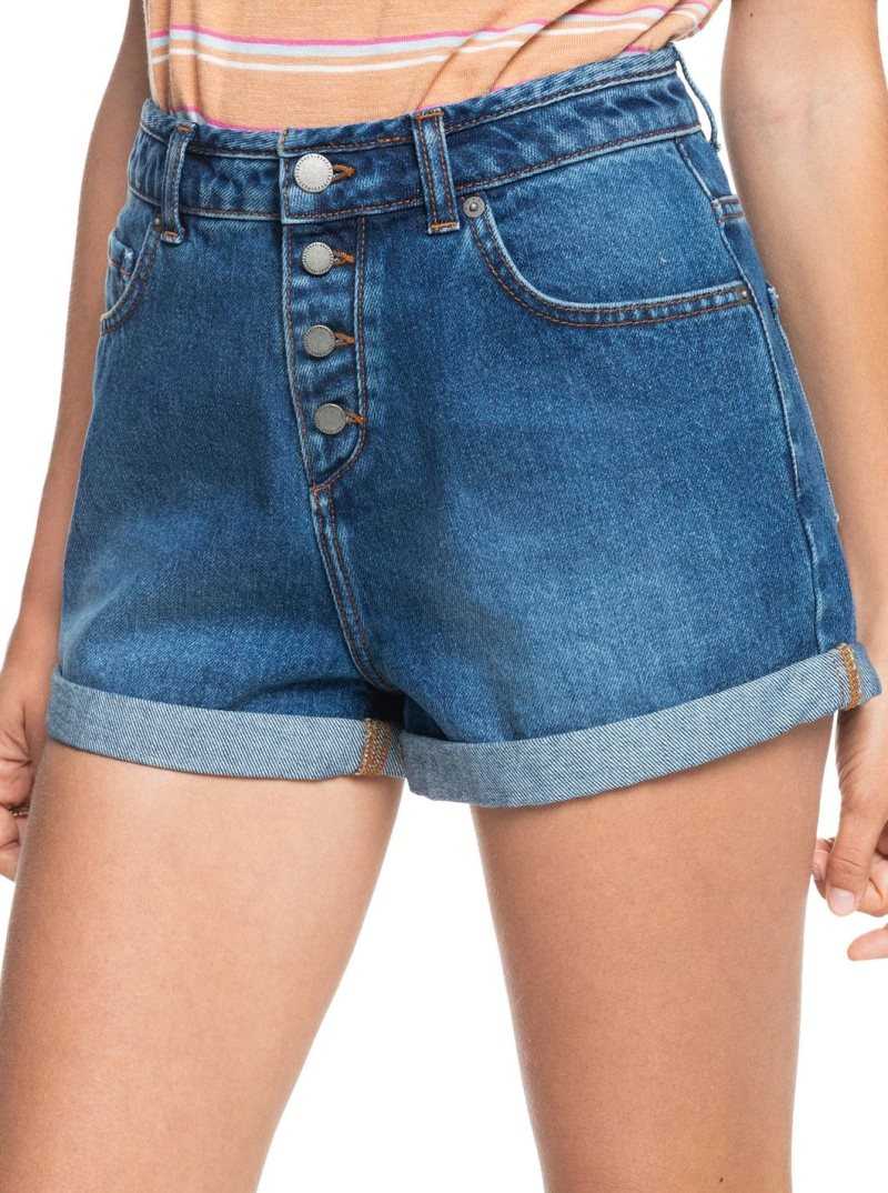 Roxy Authentic Summer High Denim Shorts Vintage Medium Blue | NKDRC-9408