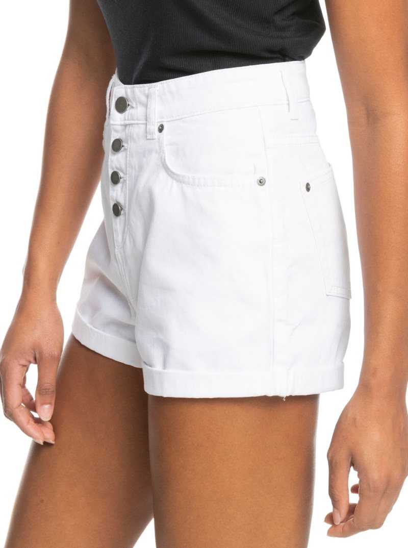 Roxy Authentic Summer White High Denim Shorts Off White | XWMUZ-3809