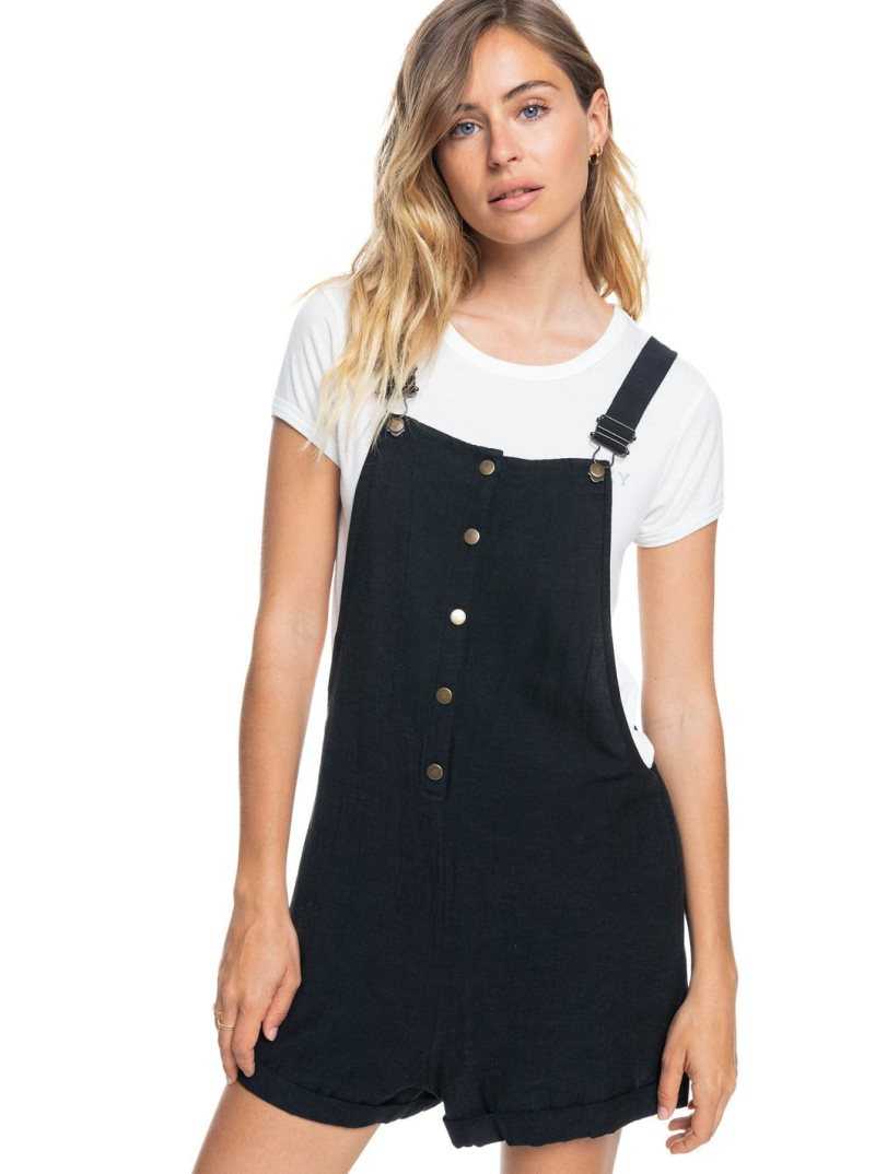 Roxy Back To Goodbye Short Overalls Anthracite | RMHIQ-0853