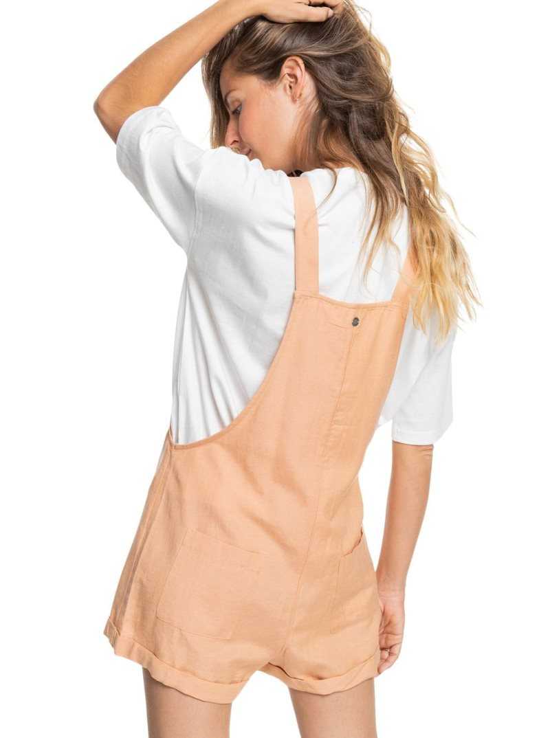 Roxy Back To Goodbye Short Overalls Toast | DHISJ-8315