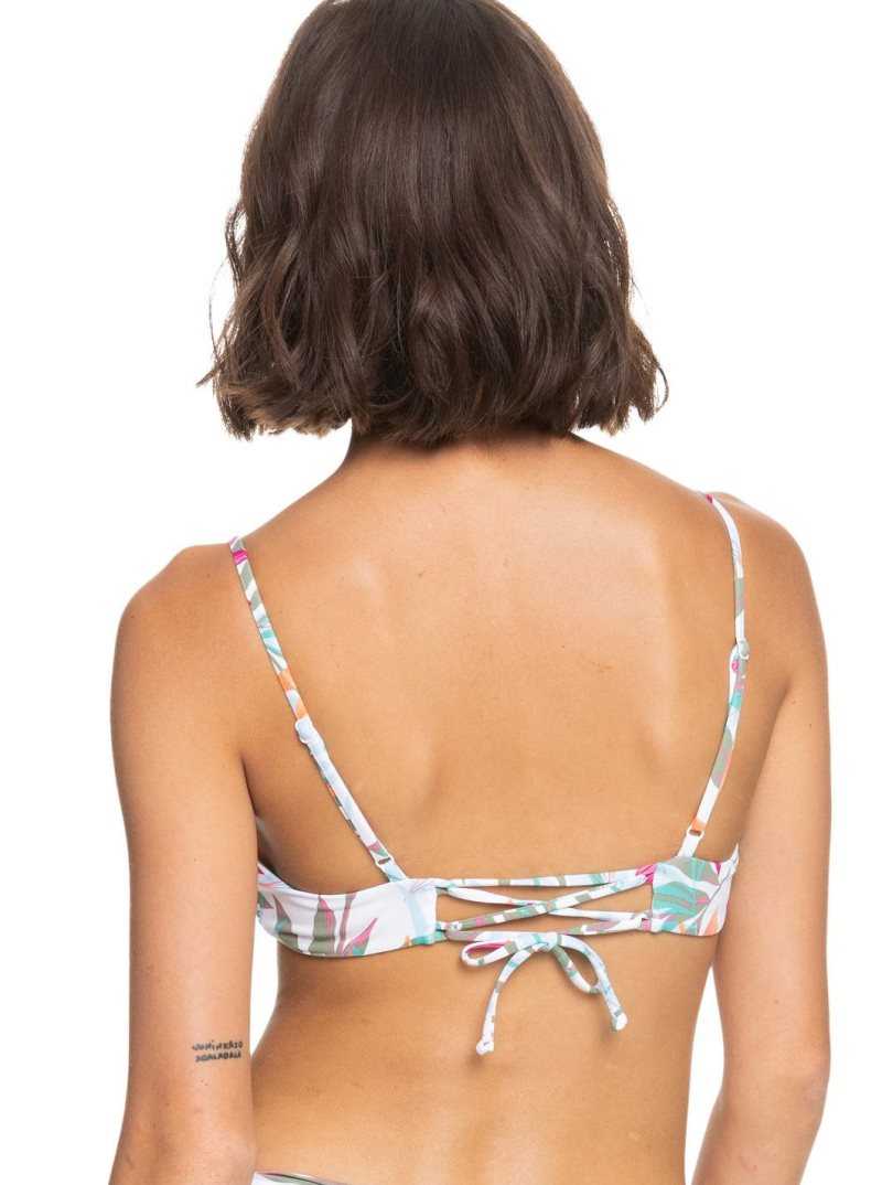 Roxy Beach Classics Athletic Triangle Bikini Top Bright White Floral Of Paradis | FXUOQ-3628