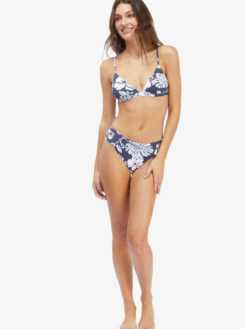 Roxy Beach Classics Fixed Triangle Bikini Top Mood Indigo Heritage Floral S | LXKGD-6910