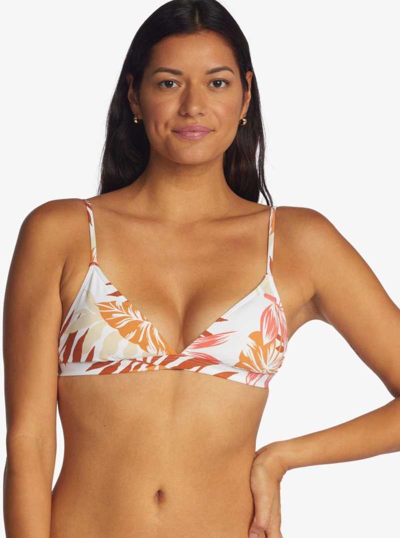 Roxy Beach Classics Fixed Triangle Bikini Top Snow White Seaside Tropics | SRMUZ-0781