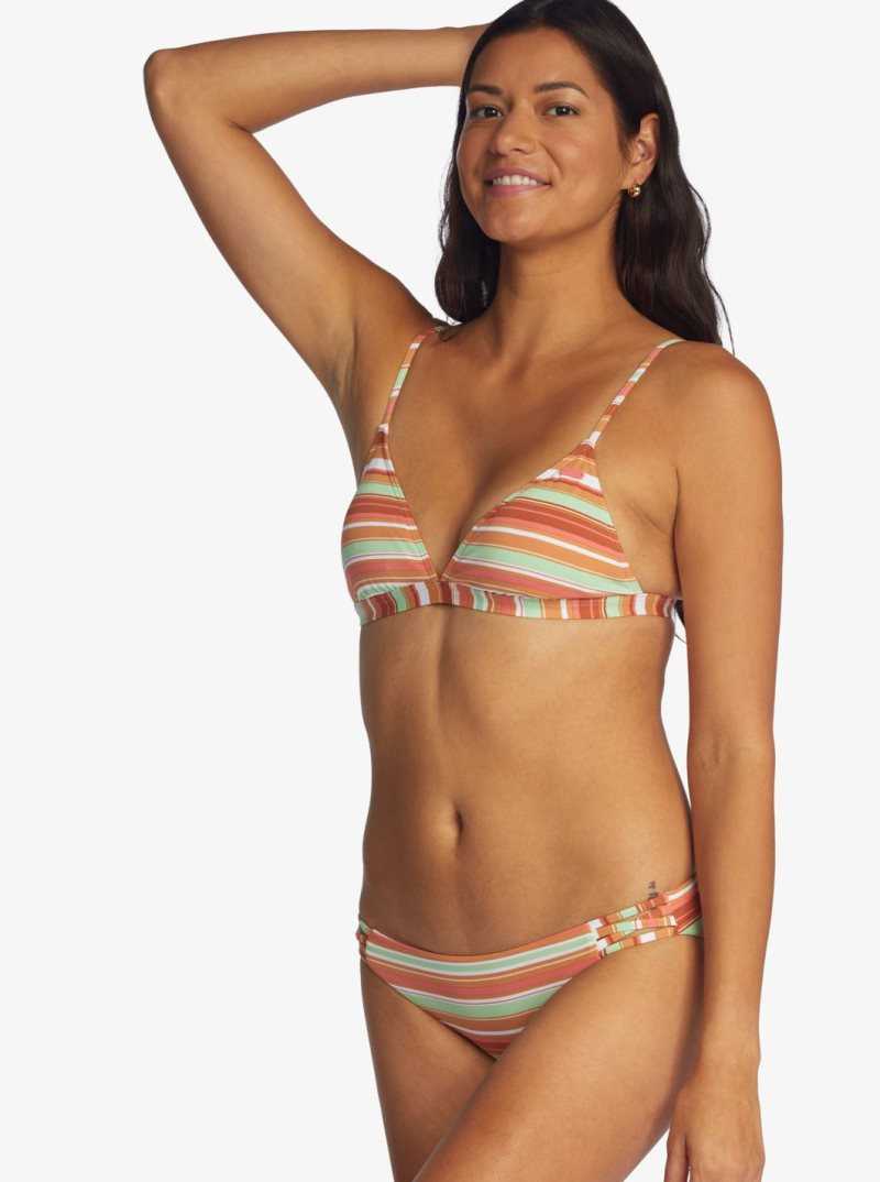 Roxy Beach Classics Fixed Triangle Bikini Top Baked Clay Endless Summer Stri | TJBPN-8237