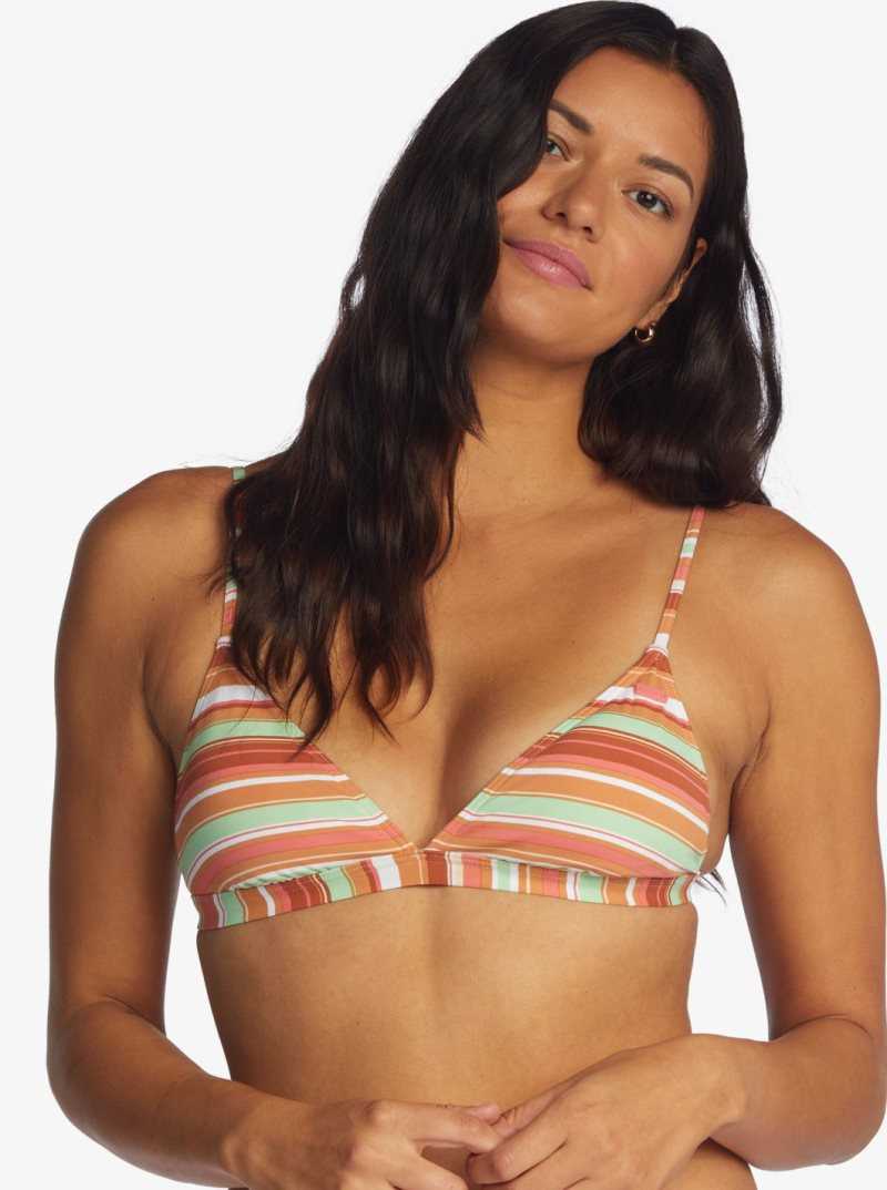 Roxy Beach Classics Fixed Triangle Bikini Top Baked Clay Endless Summer Stri | TJBPN-8237